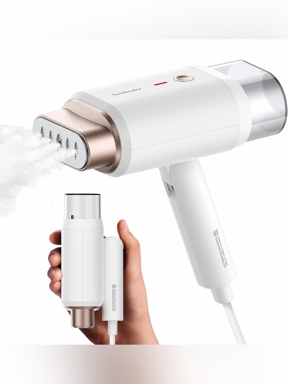 Newbealer Steamer for Clothes, 2 Steam Levels & Dry Iron, 120V Only (Gold)